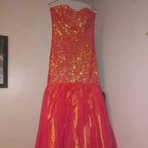Masquerade Mermaid orange sequins prom dress